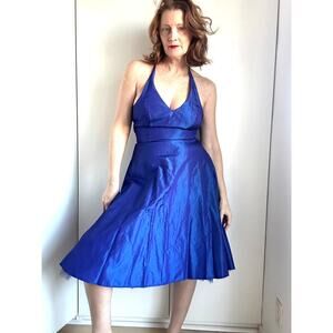 90s Vintage Sparkle Halter Dress Size M Purple Whimsy Holiday Formal